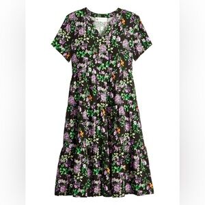 Ella Simone Tiered Dark Floral Dress Sz L Cottagecore Fairy
